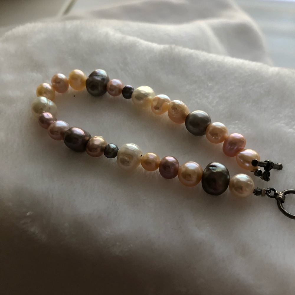 Freshwater and potato multicolored pearl beaded bracelet handmade